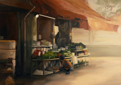 A Small Local Shop - Original Oil Painting | Market, exterior