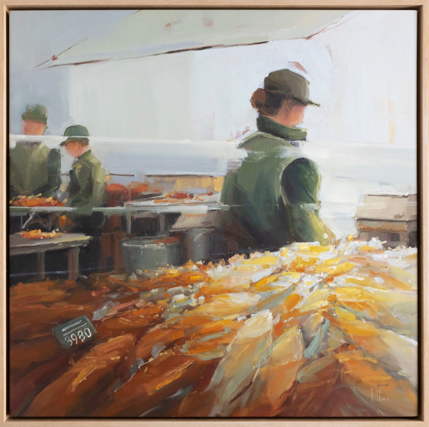 Fishmonger #9 - Original Oil Painting | Market, interior