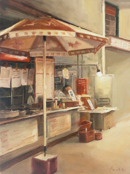 Hawker - Original Oil Painting | Market, exterior