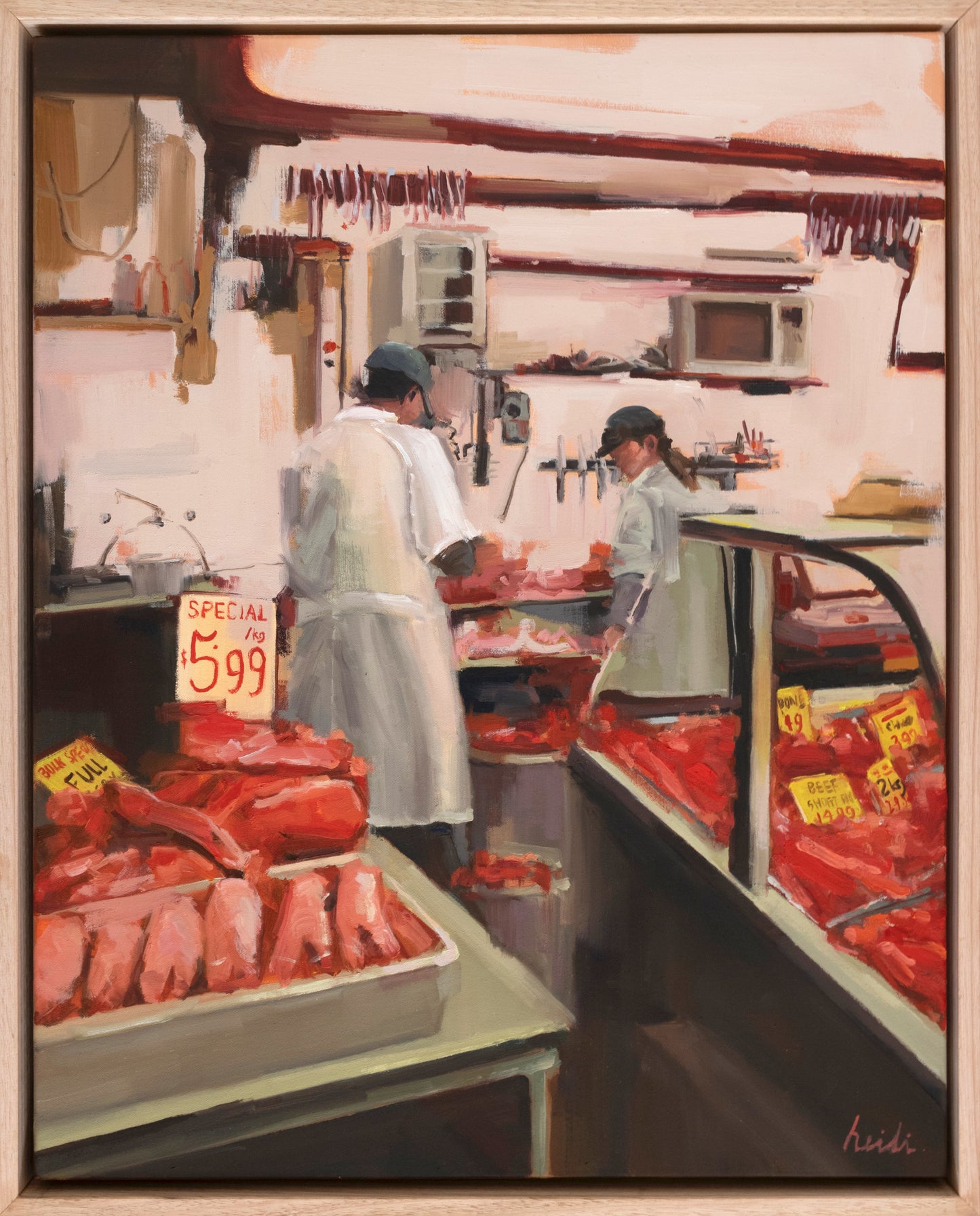 Main Course Tonight - Original Oil Painting | Market, interior